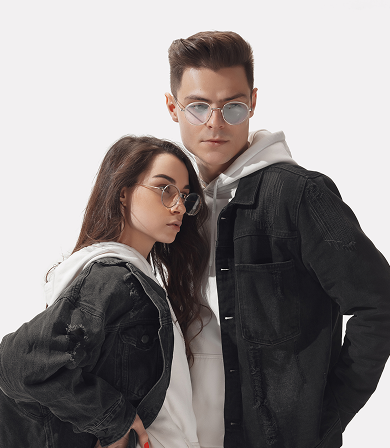 Fashionable couple in trendy clothing